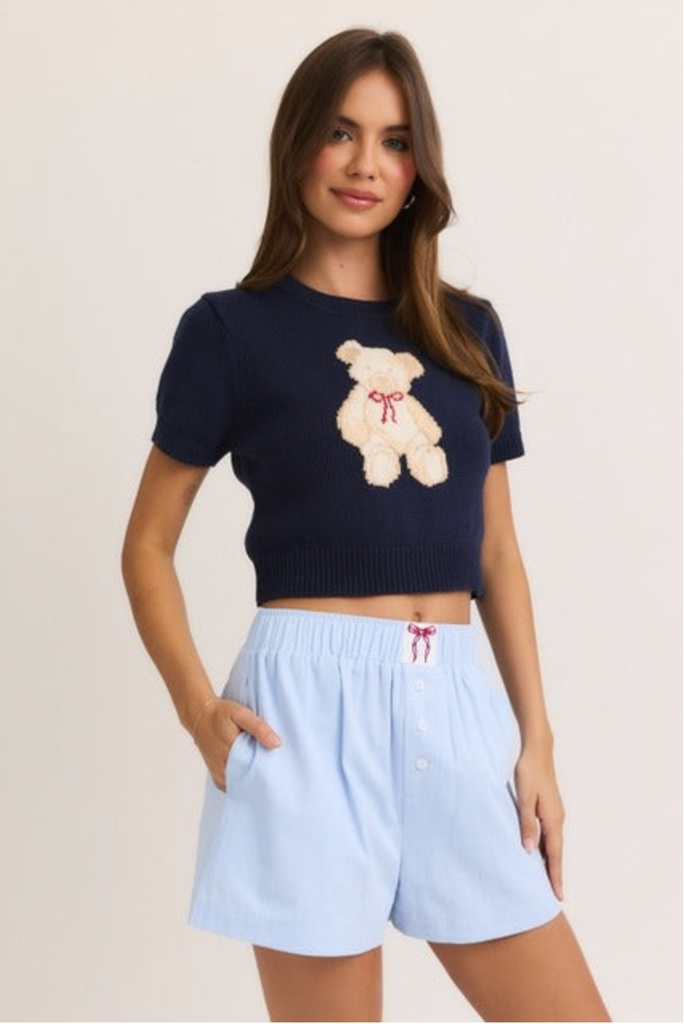 LE LIS S/S CREWNECK TEDDY BEAR SWEATER TOP