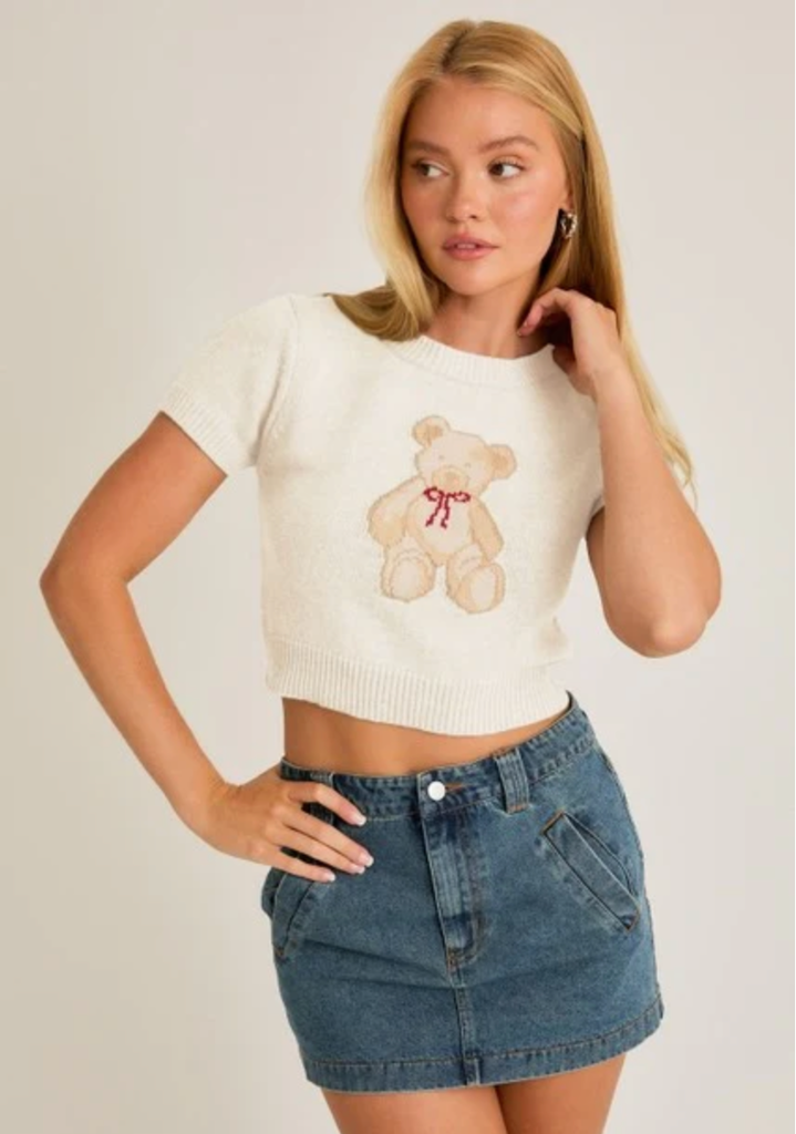 LE LIS S/S CREWNECK TEDDY BEAR SWEATER TOP