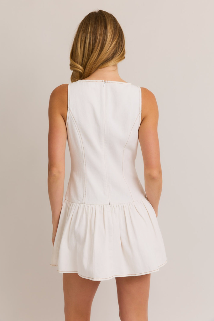 LE LIS BOAT NECK SLEEVELESS LOW WAIST DRESS
