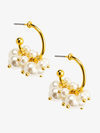 VIOROO Pearl Cluster Hoop Earrings