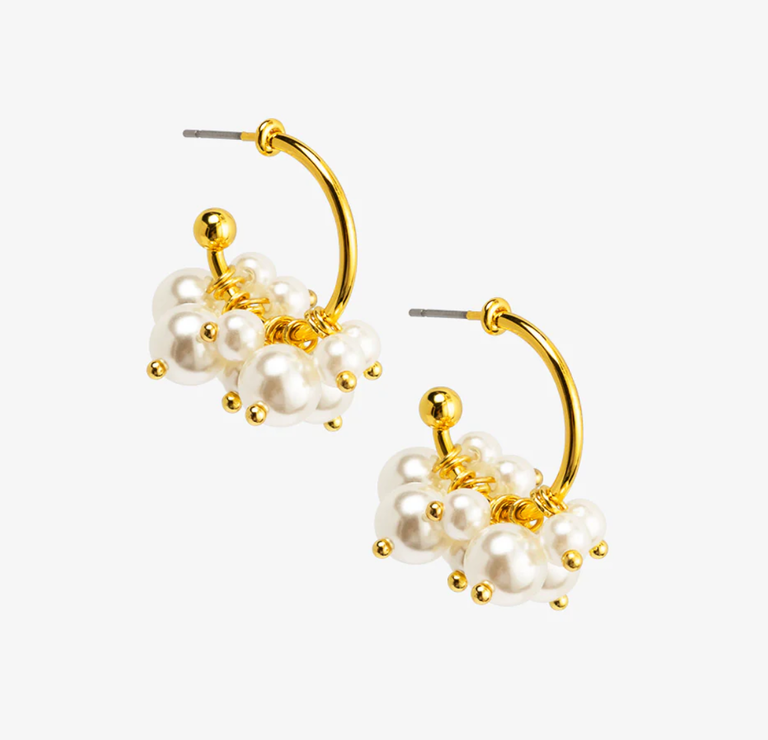 VIOROO Pearl Cluster Hoop Earrings