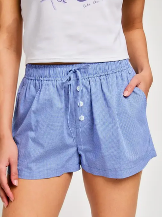 LE LIS WAIST TIE CHECK BOXER SHORTS
