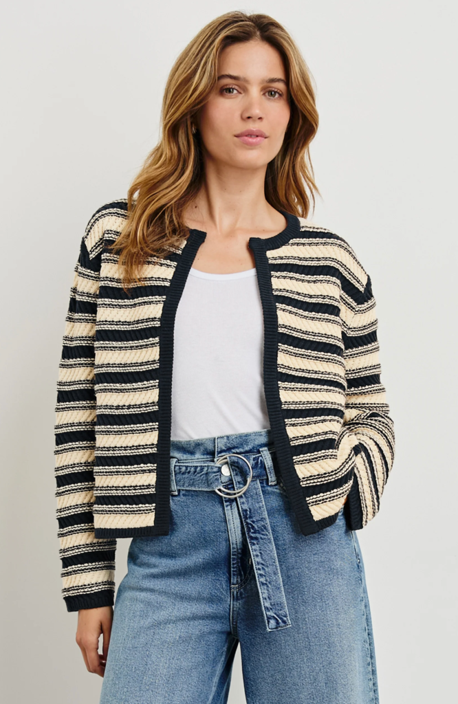RAILS NELLY CARDIGAN IN NAVY OAT STRIPE