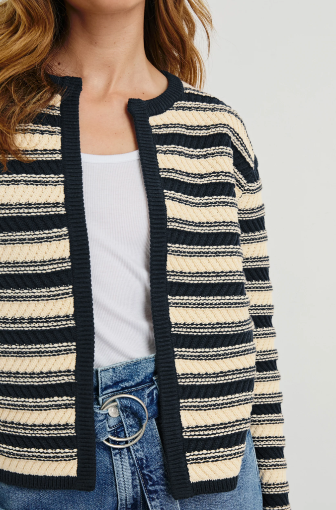 RAILS NELLY CARDIGAN IN NAVY OAT STRIPE