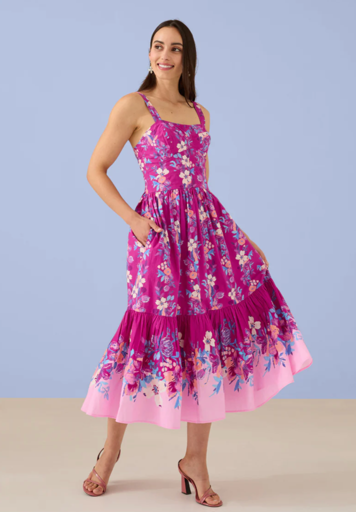 ALIVIA GIANNA DRESS MAGENTA AUGUSTA GARDEN STRIPE