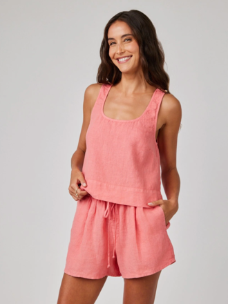 BELLA DAHL LINEN SCOOP NECK TANK