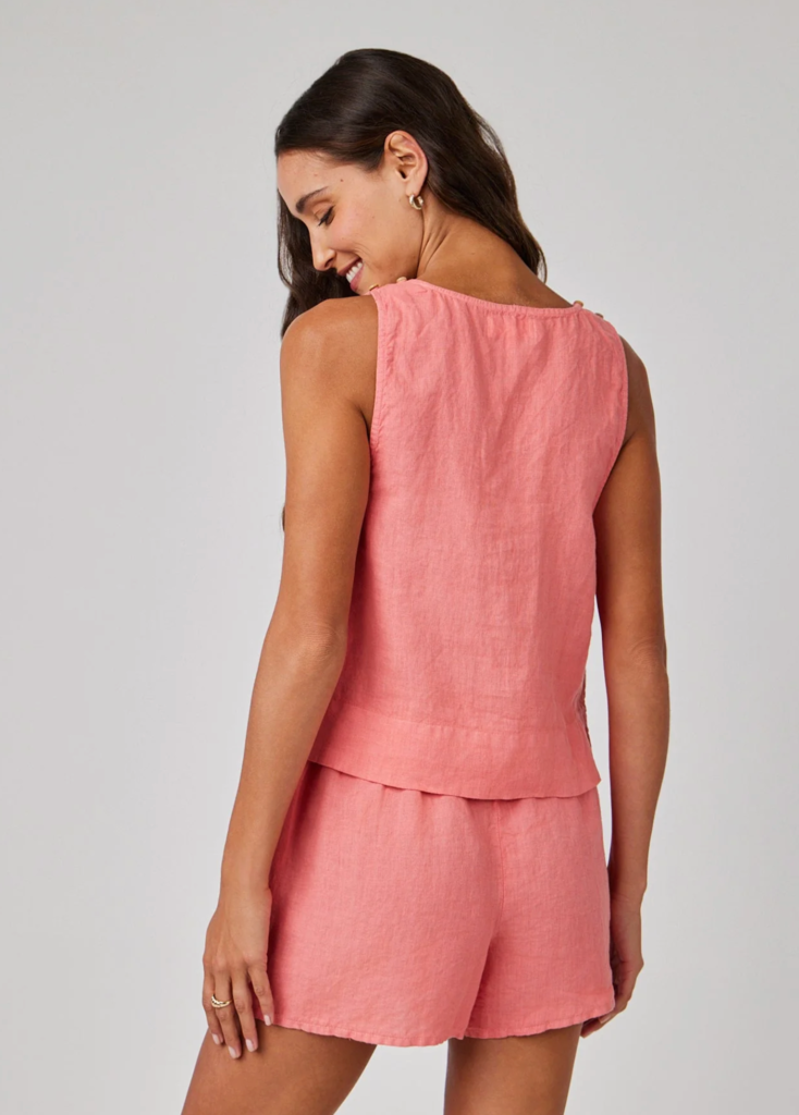 BELLA DAHL LINEN SCOOP NECK TANK