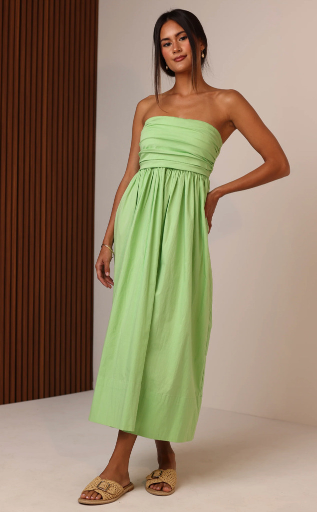 SHORE MADELINE MIDI DRESS PISTACHIO