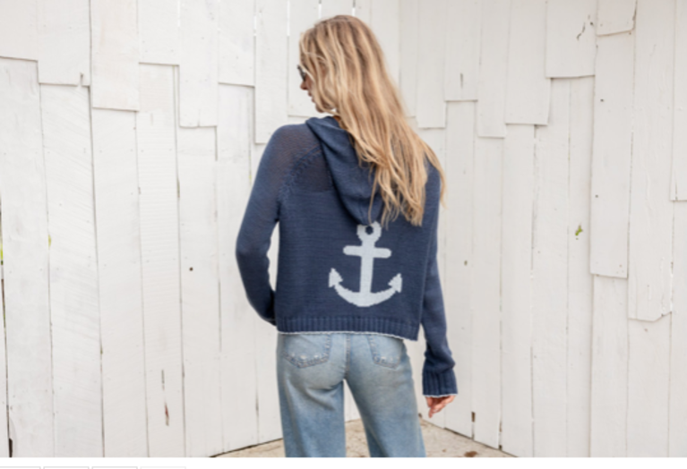 WOODEN SHIPS ANCHOR ZIP HOODIE