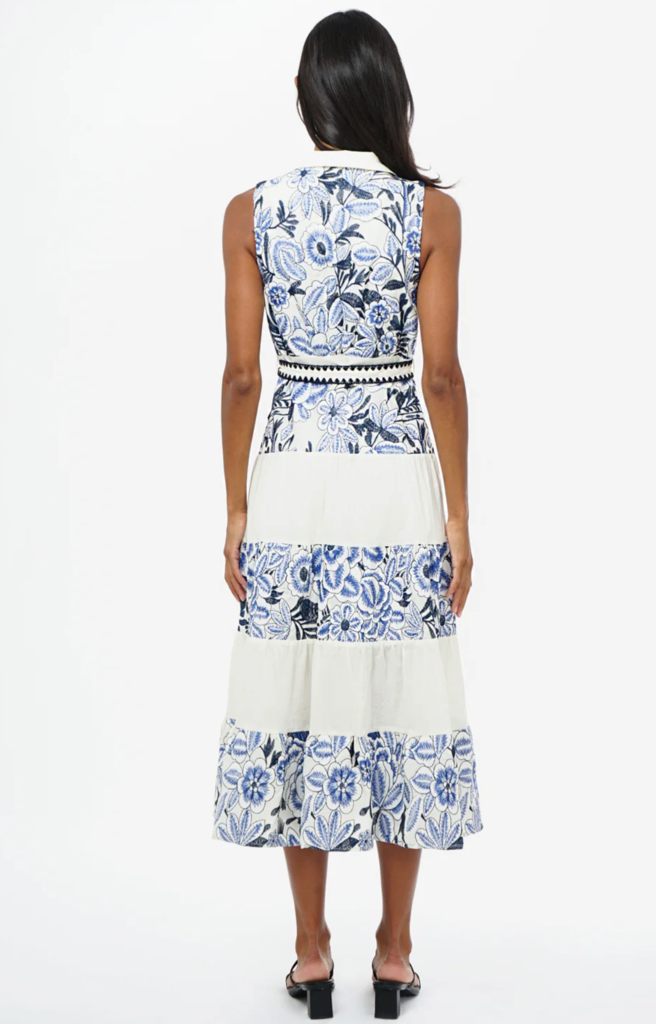 ETHENA EMBROIDERED SLEEVELESS SHIRT MIDI DRESS