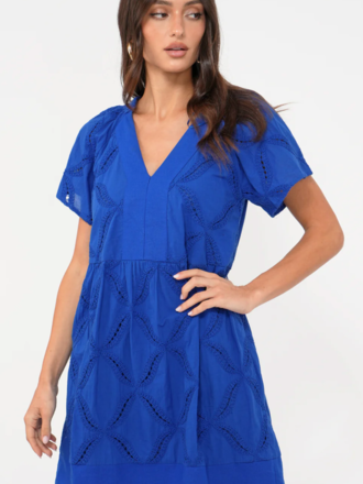 FAWN EMBROIDERED POPOVER DRESS