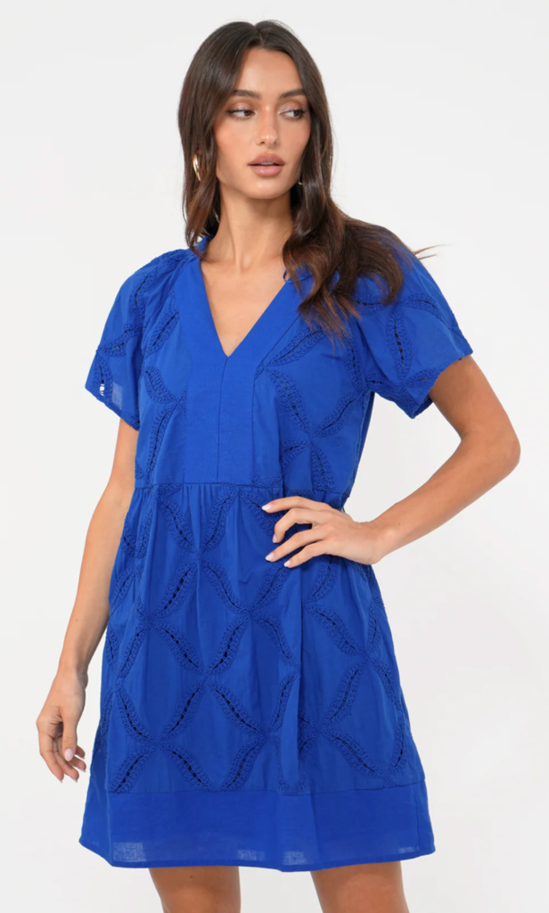 FAWN EMBROIDERED POPOVER DRESS