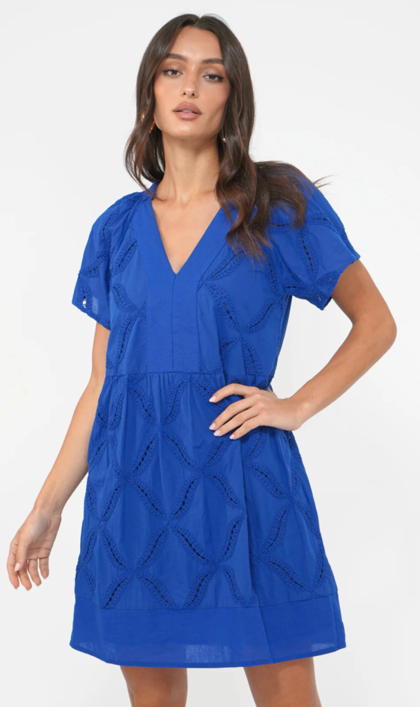 FAWN EMBROIDERED POPOVER DRESS