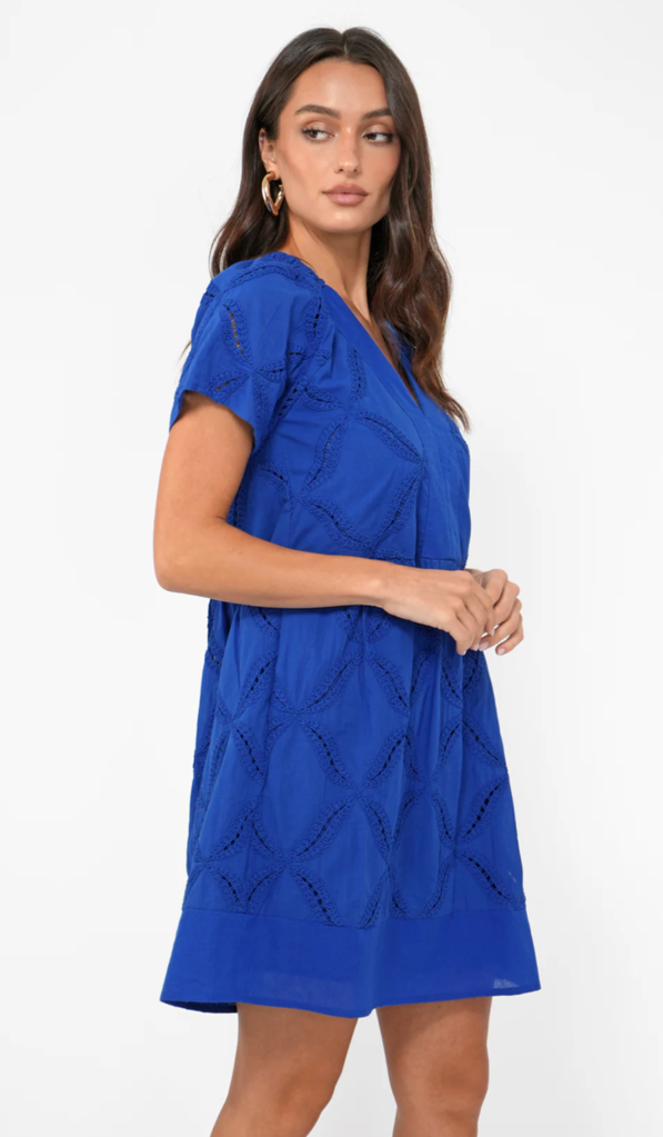 FAWN EMBROIDERED POPOVER DRESS