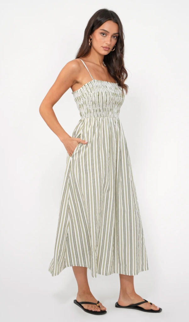 LANIS STRIPE MIDI DRESS