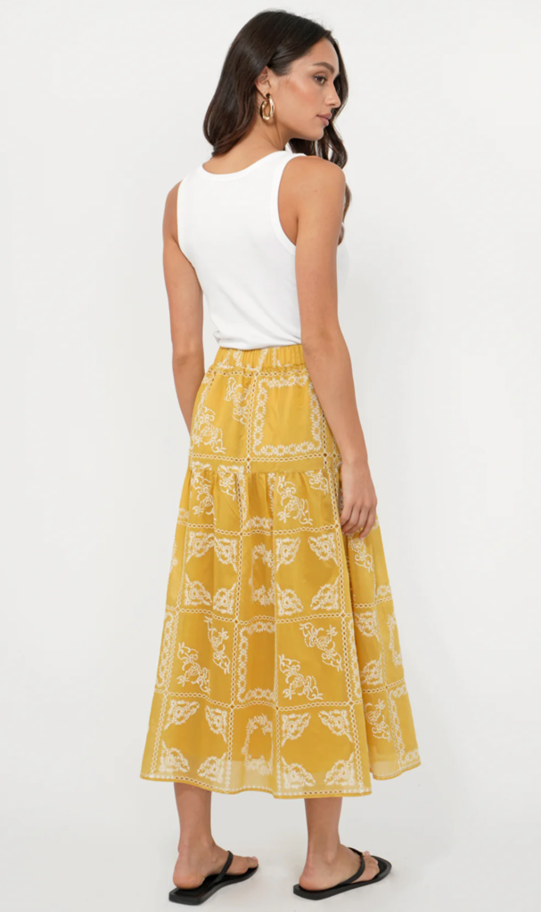 SERENA EMBROIDERED MIDI SKIRT