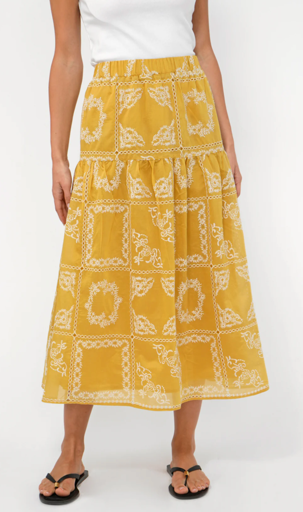 SERENA EMBROIDERED MIDI SKIRT