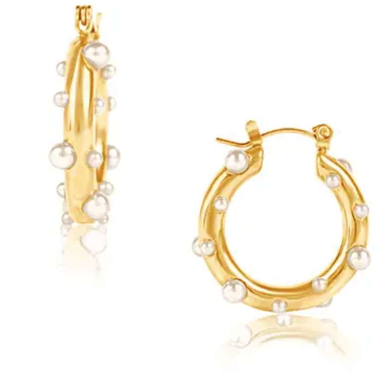 Ellie Vail Jewelry Nicoletta Pearl Hoop Earring