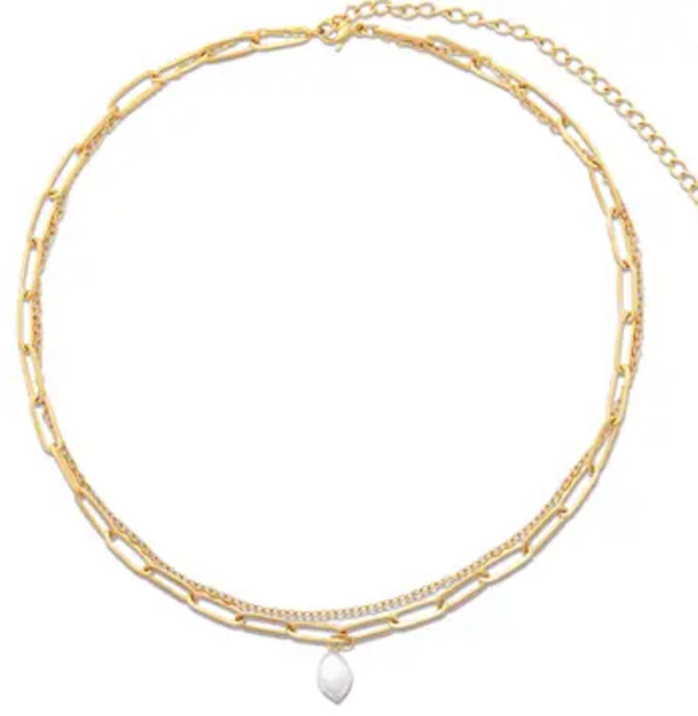 Ellie Vail Jewelry Renee Double Chain Pearl Choker Necklace