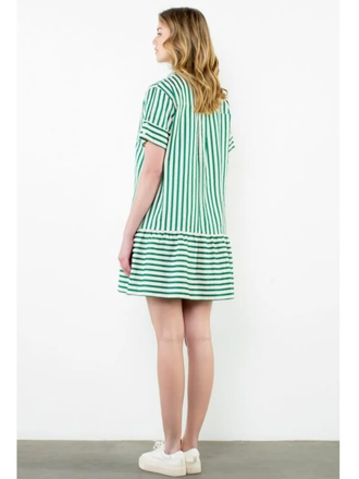 SHORT SLEEVE STRIPED DRESS