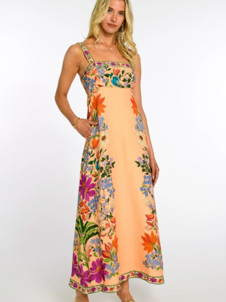 ELIZABETH JAMES ANNALISA DRESS IN TAPESTRY PEACH