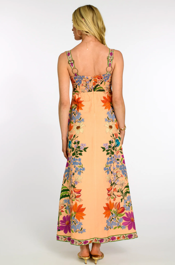 ELIZABETH JAMES ANNALISA DRESS IN TAPESTRY PEACH