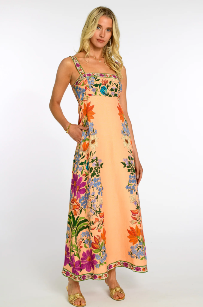 ELIZABETH JAMES ANNALISA DRESS IN TAPESTRY PEACH