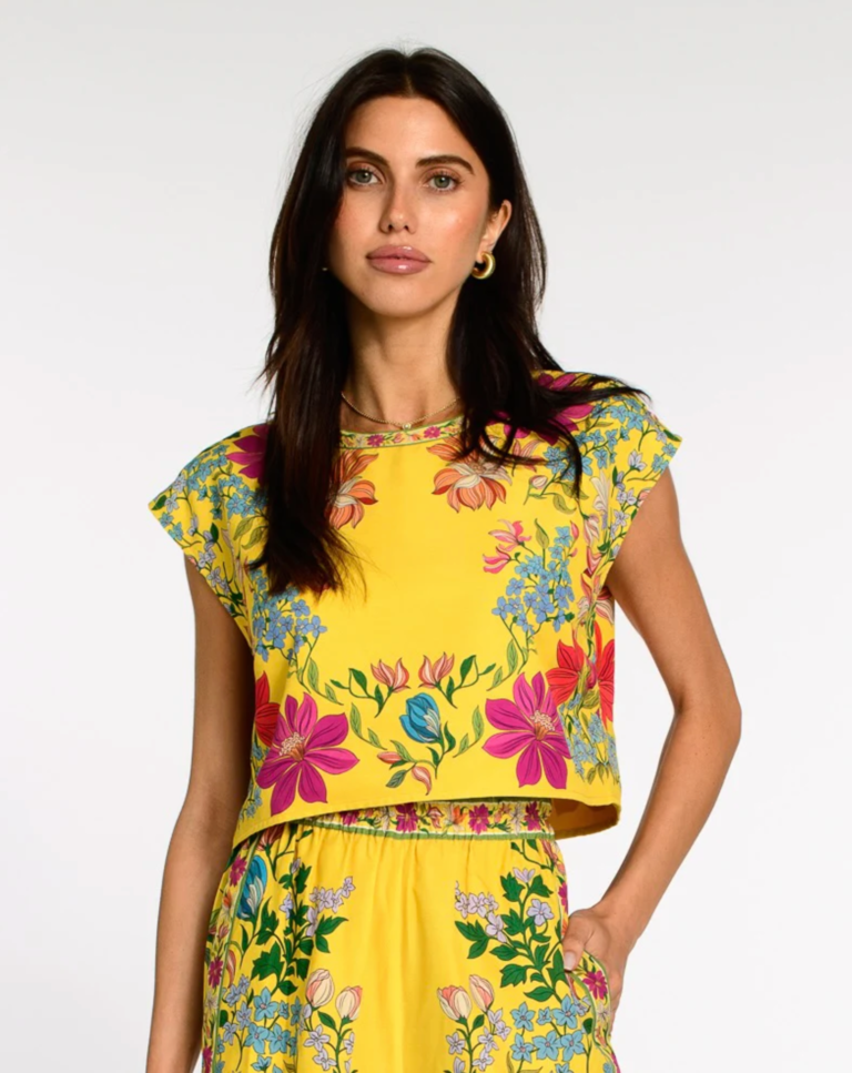 ELIZABETH JAMES JACKIE TOP IN TAPESTRY YELLOW