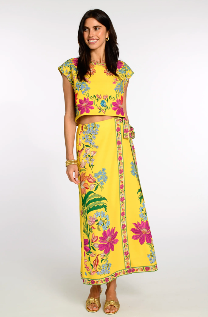 ELIZABETH JAMES WINNIFRED SKIRT IN TAPESTRY YELLOW