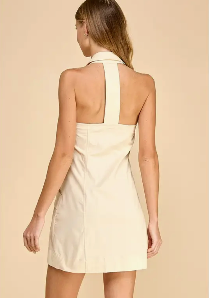 SLEEVELESS COLLARED NECKLINE T BACK STRAP DRESS