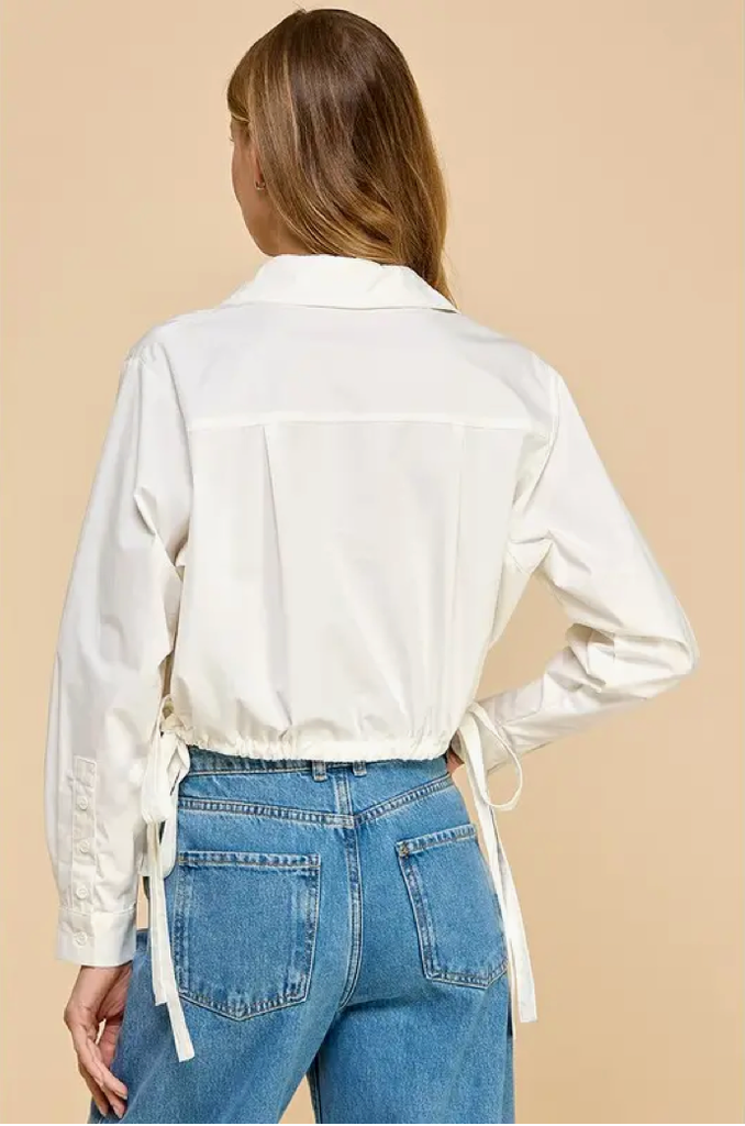 L/S CROPPED POPLIN SHIRT
