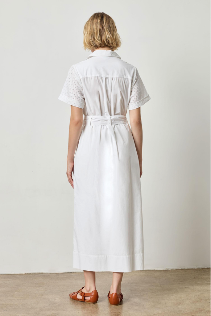 EYELET TRIM MAXI SHIRT DRESS