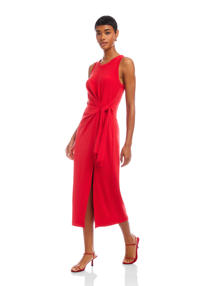FIFTEEN TWENTY MADDIE SIDE-KNOT MIDI DRESS CHERRY