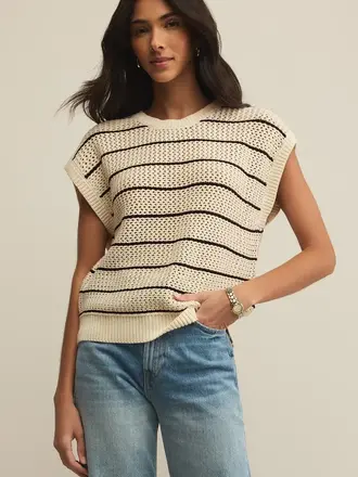 Z SUPPLY INES STRIPED CROCHET SWEATER TOP