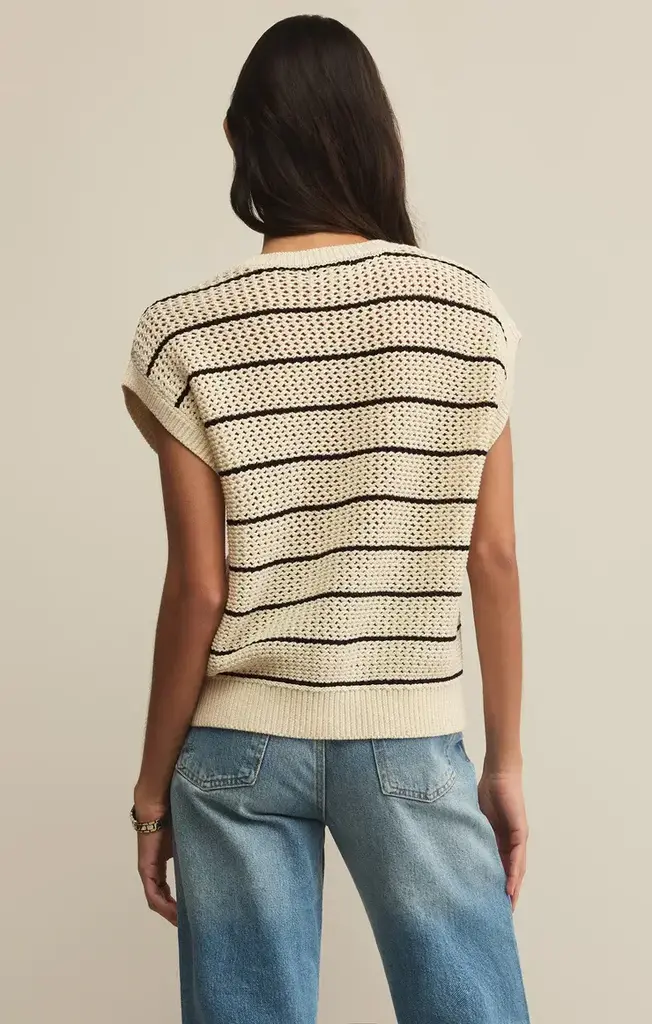 Z SUPPLY INES STRIPED CROCHET SWEATER TOP