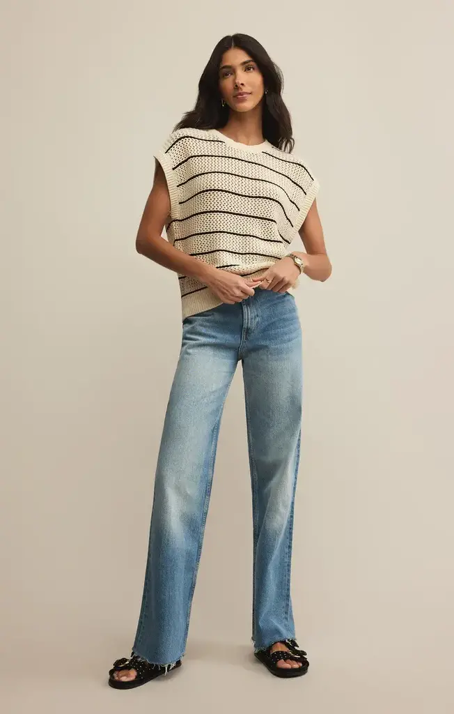 Z SUPPLY INES STRIPED CROCHET SWEATER TOP