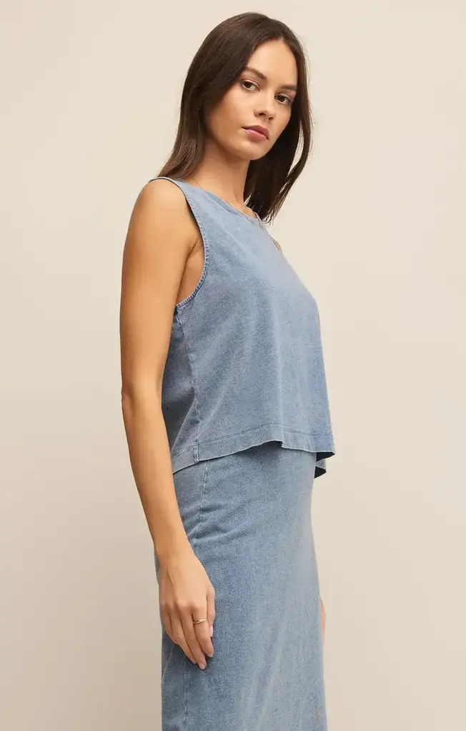 Z SUPPLY SLOANE JERSEY DENIM MUSCLE TANK