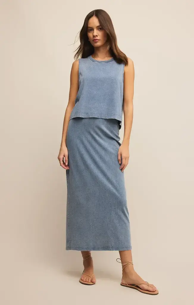Z SUPPLY SLOANE JERSEY DENIM MUSCLE TANK
