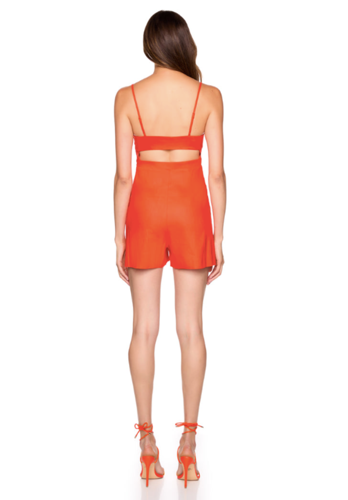 SUSANA MONACO STRETCH LINEN V WIRE ROMPER