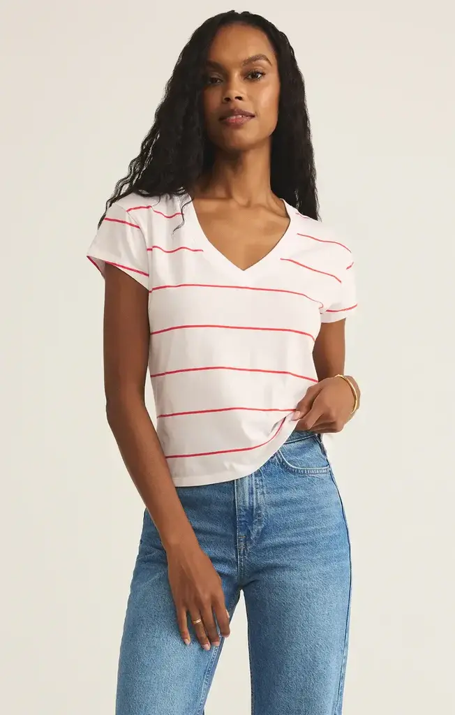 Z SUPPLY STRIPED MODERN V-NECK TEE