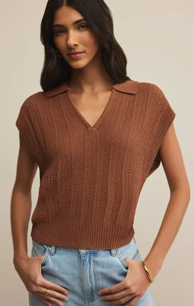 Z SUPPLY LAUDEN CROCHET POLO TOP
