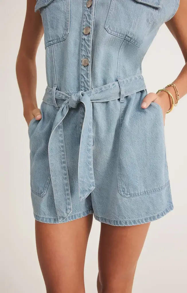 Z SUPPLY DASH LUXE SOFT DENIM ROMPER