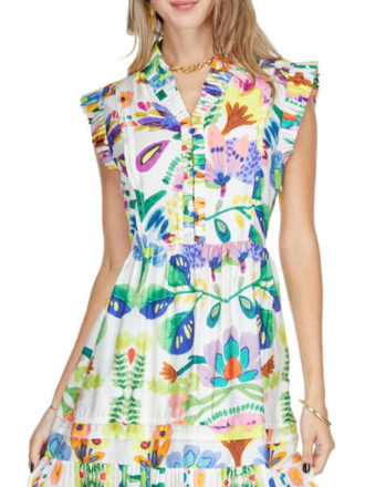 ISLAND ART MINI PLEATED DRESS