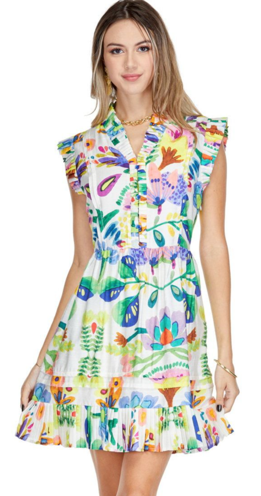 ISLAND ART MINI PLEATED DRESS