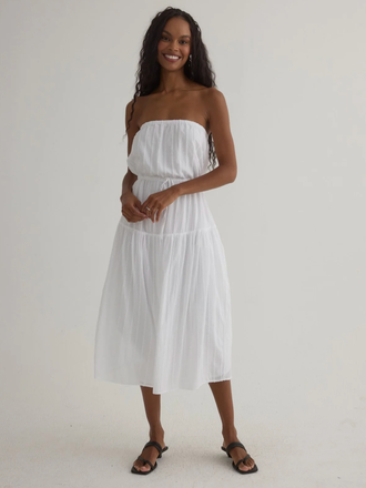 BELLA DAHL RUFFLE HEM MIDI DRESS