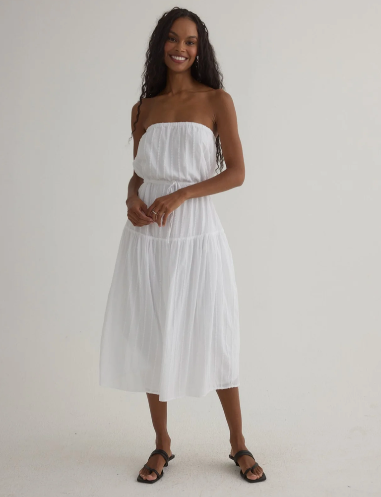 BELLA DAHL RUFFLE HEM MIDI DRESS