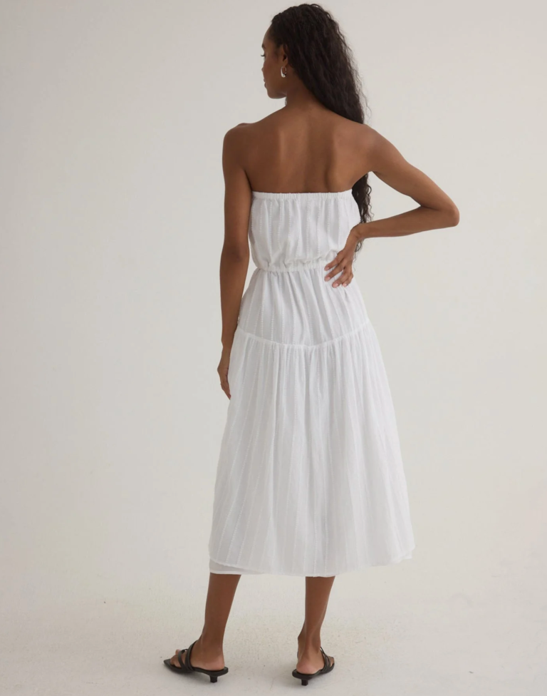 BELLA DAHL RUFFLE HEM MIDI DRESS