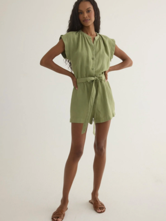 BELLA DAHL SPLIT DETAIL ROMPER SUMMER MOSS