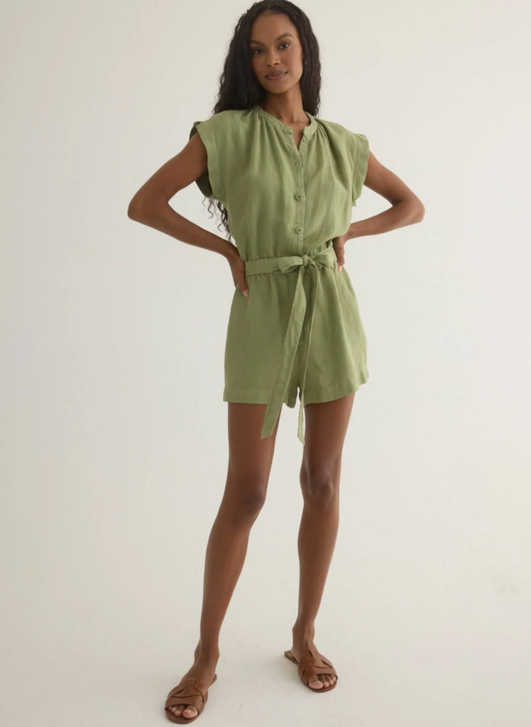 BELLA DAHL SPLIT DETAIL ROMPER SUMMER MOSS