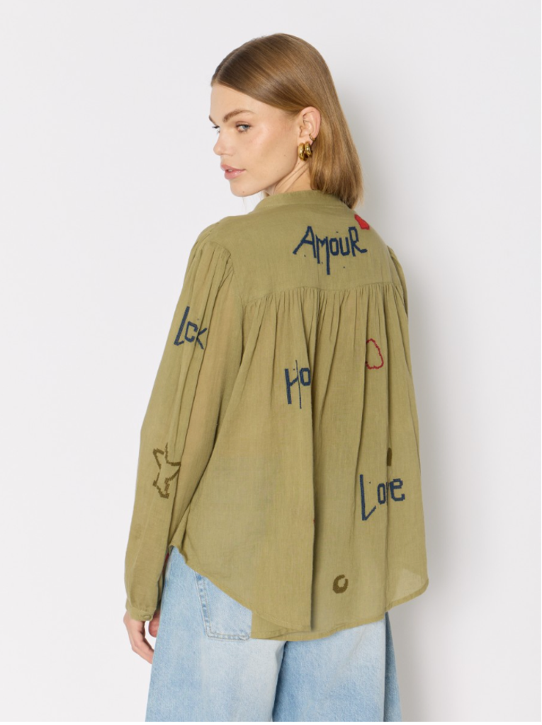 BERENICE CASSANDRA LUCKY EMBROIDERED BLOUSE